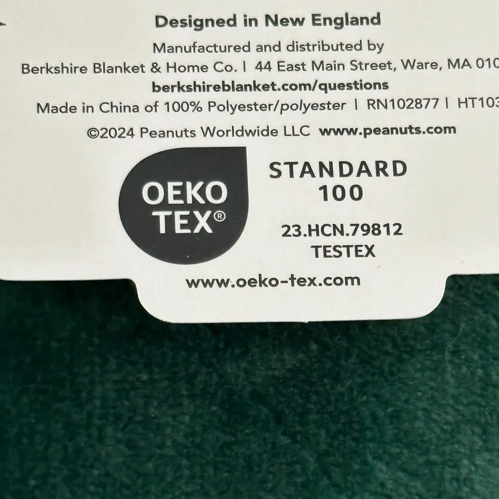 NWT-Peanuts Green 60x70” Velvet Loft Throw Blanket by Berkshire Blanket & Home